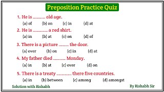 Preposition objective questions  Preposition in english grammar  Prepositions practice exercises [upl. by Poppy]