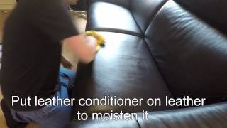 Leather Couch wrinkle removal with heatgun [upl. by Yspyg]