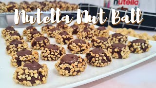 Nutella Nut Ball Cookies Recipe  Hazelnut Thumbprint Cookies  Biskut Viral Nutella  Rahiza Dorah [upl. by Alyakcm]