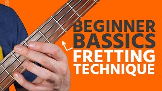 Basic Bass Fretting Technique Beginner Bass Basics [upl. by Alaehcim]