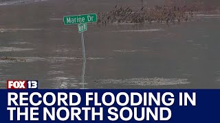 Residents sandbagging in Stanwood after recordhigh flooding  FOX 13 Seattle [upl. by Lyred]