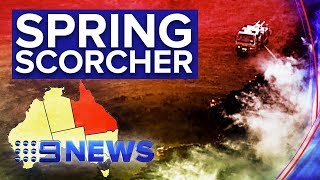 Fire emergency as QLD swelters in unseasonable heat  Nine News Australia [upl. by Slavic]