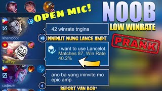 NANTRIP AKO NG MGA TOXIC PLAYER SA GLOBAL CHAT OPEN MIC PINAGMUMURA AKO🤣 NOOB LANCELOT PRANK [upl. by Adranoel]