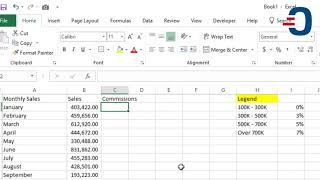 How to calculate Sales Commissions with Excel IFS Function [upl. by Peregrine498]