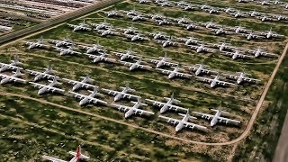 Aerial View Of The Aircraft Boneyard At DavisMonthan AFB [upl. by Ydnik]