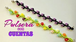 PULSERA con CUENTASMOSTACILLAS en forma de FLOR EFECTO RAMAS [upl. by Anivram]