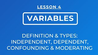 LESSON 4  TYPES OF VARIABLES INDEPENDENT DEPENDENT CONFOUNDING amp MODERATING VARIABLES [upl. by Marina750]